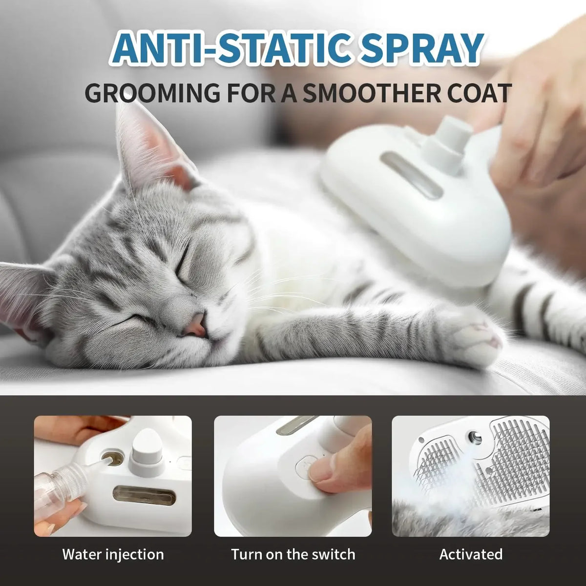 3-in-1 Pet Grooming Comb with Steam Spray