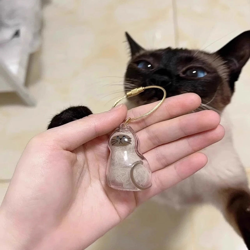 Porte-clés Chat Roux avec Compartiment de Rangement pour Cheveux