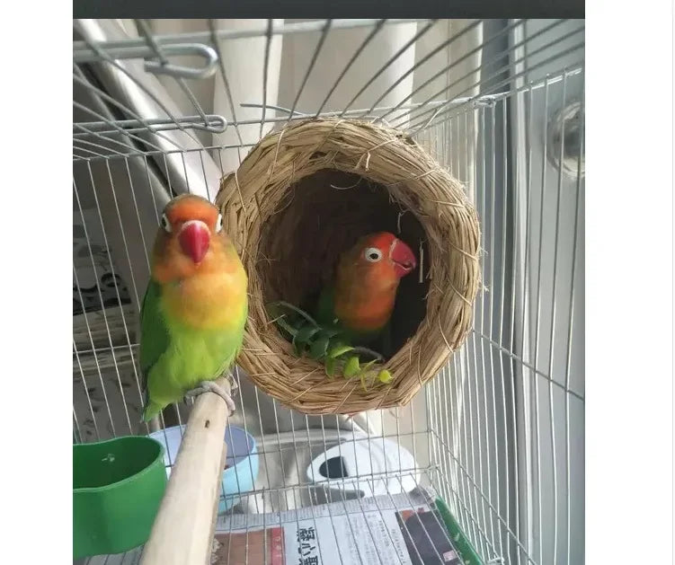 Handwoven Natural Straw Bird Nest for Small Pets