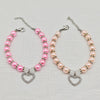 Pearl Pet Necklace with Heart-Shaped Rhinestone Pendant