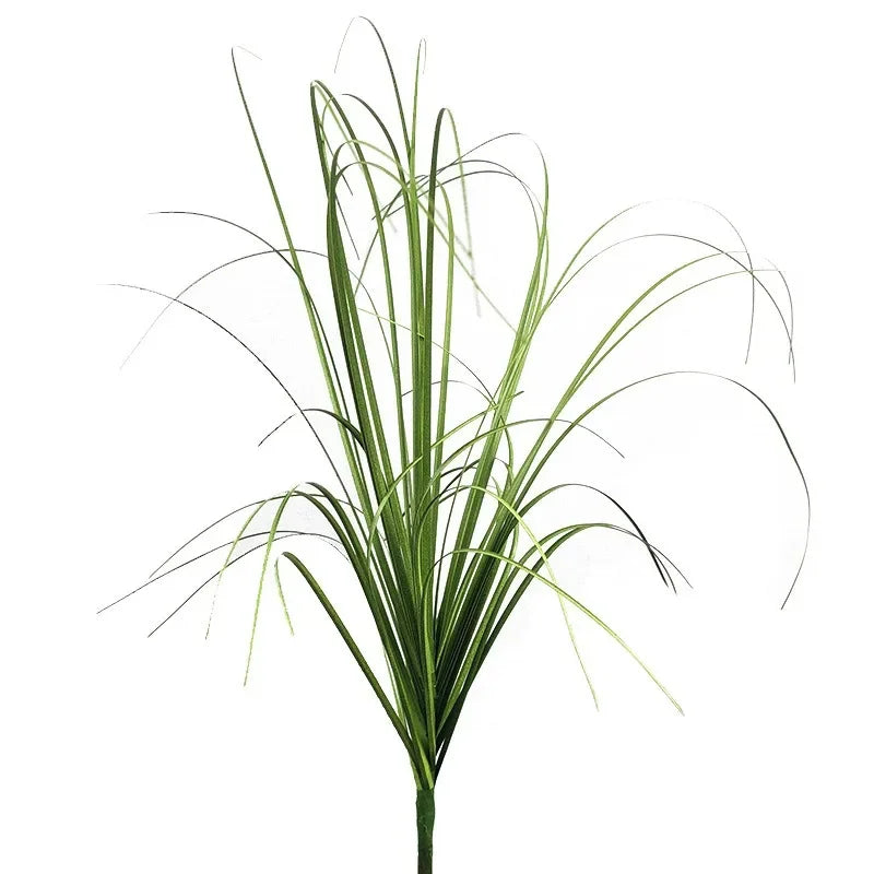 A clump of green onion grass used as a garden decoration.
