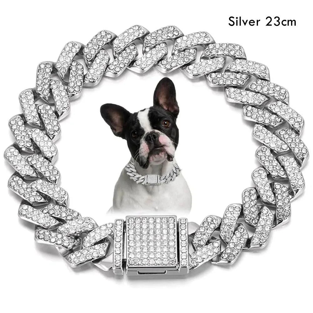 Silberner Diamant-Kettchen-Halsband für Hund