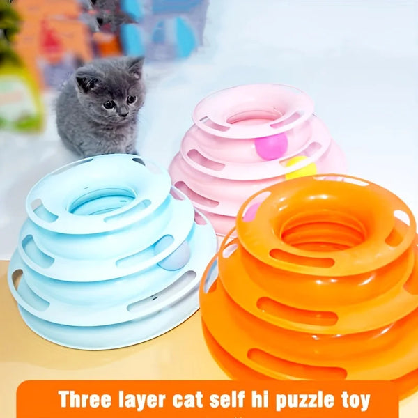 Three Layer Interactive Cat Toy Tower with Colorful Balls