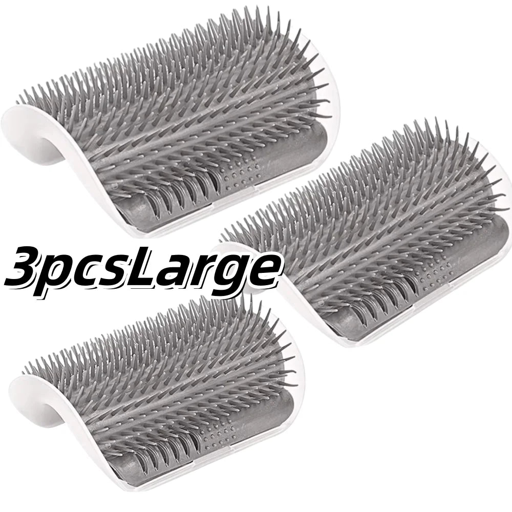 Cat Corner Scratcher with Self-Grooming Bristles and Catnip