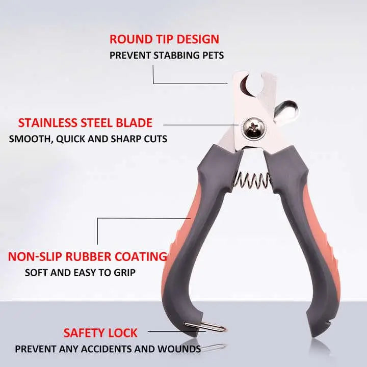 Stainless Steel Pet Nail Clippers with Safety Guard & Built-In File