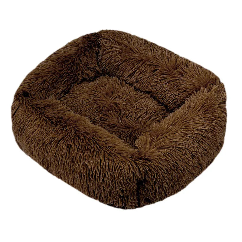 Lit carré en peluche de luxe pour chien