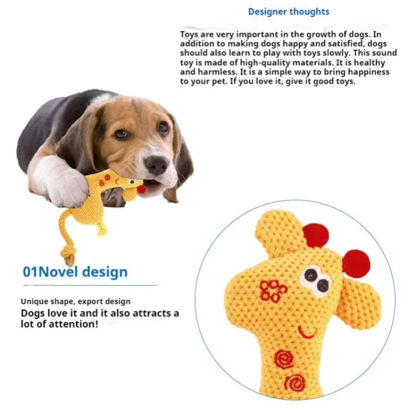 Plush Bone Squeaky Dog Toy for Teething and Play