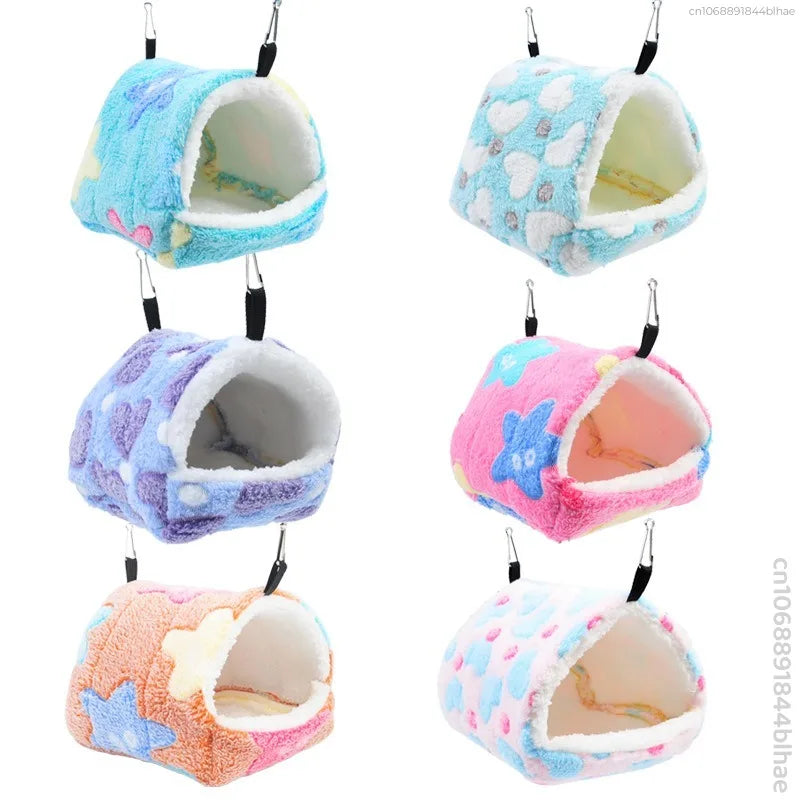 سرير منزل هامستر شتوي دافئ وناعم للحيوانات الصغيرة