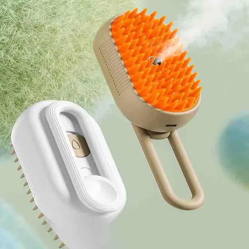 Massagebürste mit Feuchtigkeits-Spray für Haustiere – Ein-Knopf-Dampfsystem