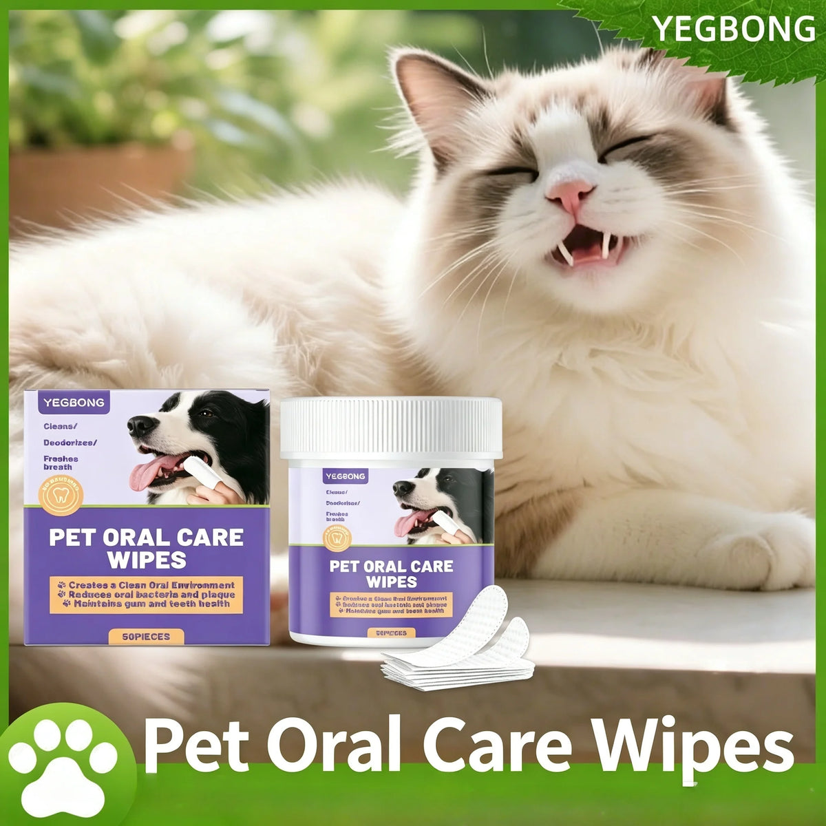 Pet Dental Care Wipes for Dogs and Cats