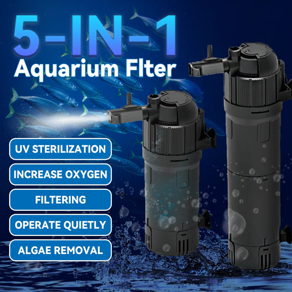 Filtre Submersible 5-en-1 pour Aquarium avec Stérilisateur UV