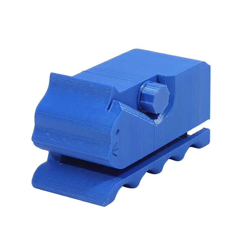 A blue handheld cardboard strip cutter tool used for DIY projects like making cat scratchers and crafts.