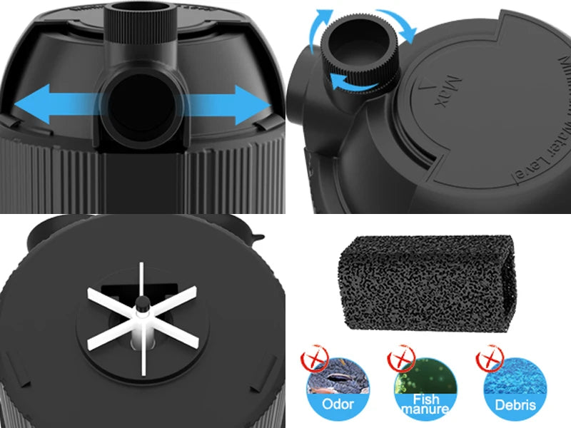 Filtre Submersible 5-en-1 pour Aquarium avec Stérilisateur UV
