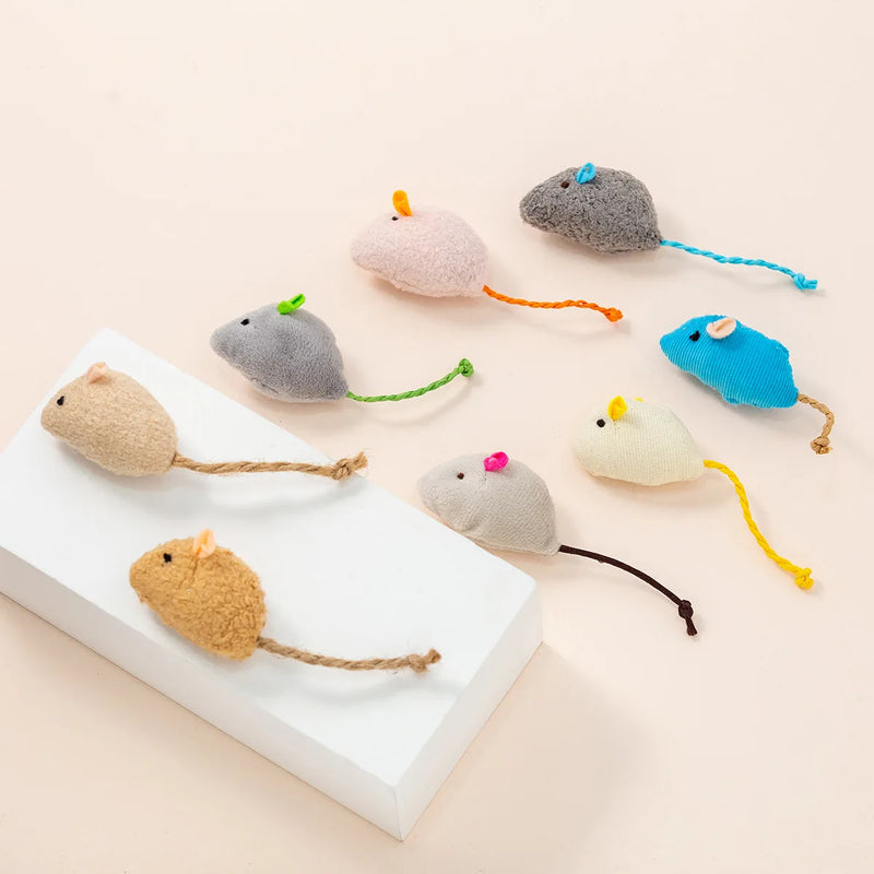 Rattle Cat Mouse Toys with Catnip - Faux Fur Interactive Cat Toys