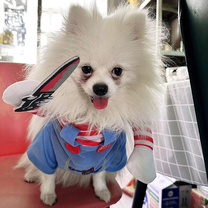 Adjustable Halloween Dog Costume with Foam Knife for Small & Medium Pets