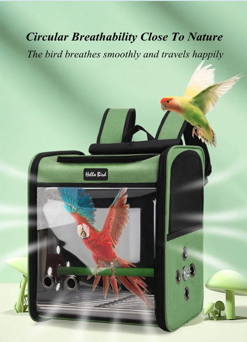 Breathable Bird Travel Backpack Carrier with Perch