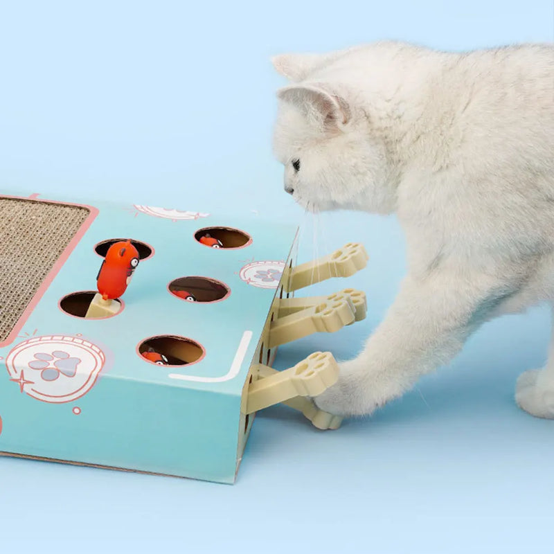 Whack-a-Mole Cat Scratching Board Toy - Interactive Fun