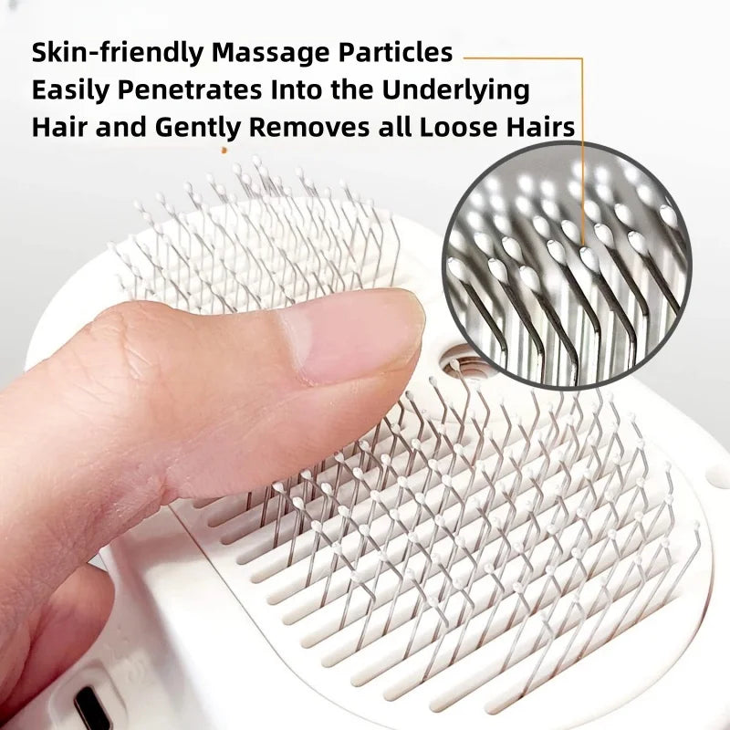 Brosse de toilettage électrique 3-en-1 pour animaux avec vapeur et massage