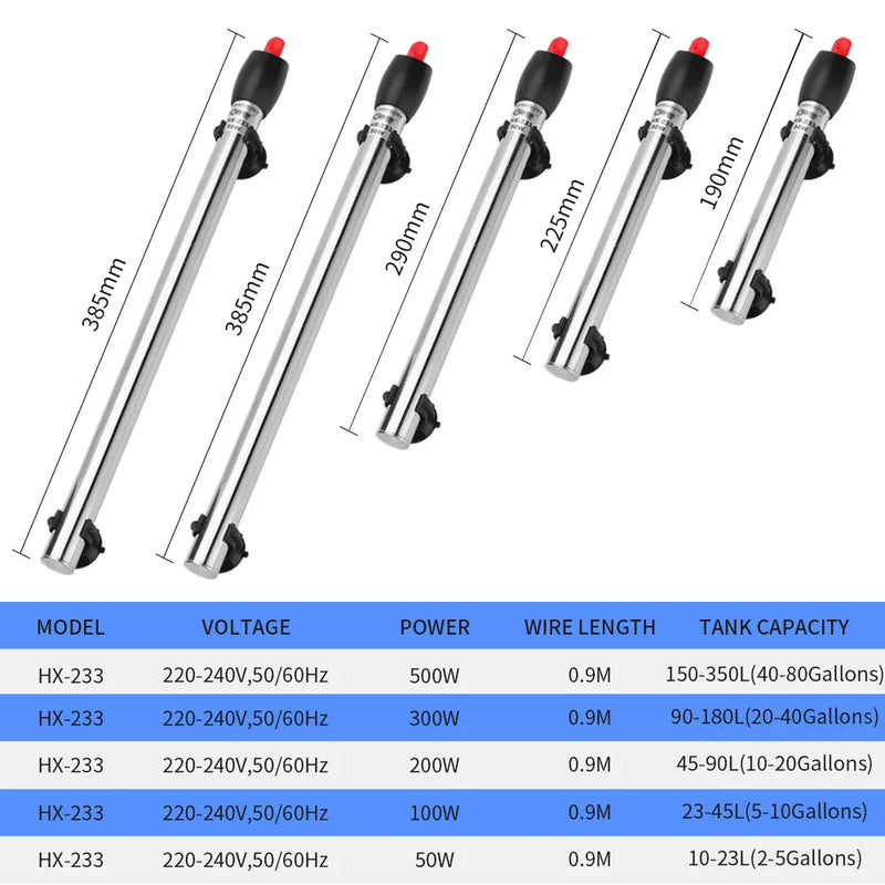 Stainless Steel Aquarium Heating Rod with Automatic Temperature Control