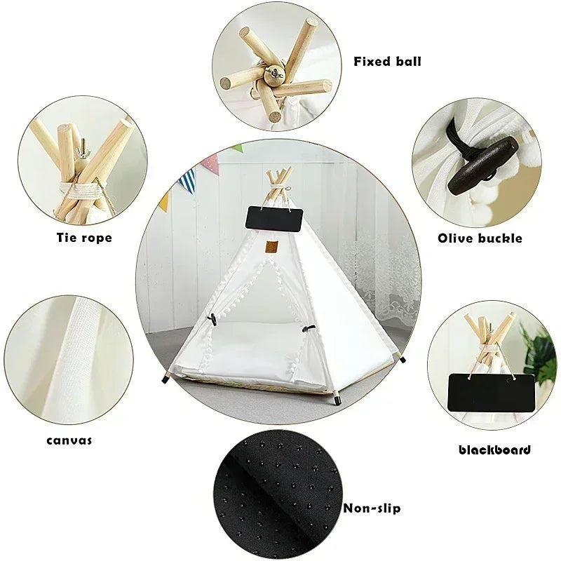 Pet Teepee Tent with Cushion and Personalization Board