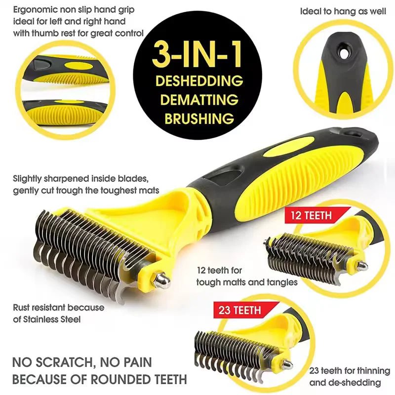 Two-Sided Grooming Brush for Cats and Dogs