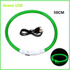 Green USB light collar with a 50cm flexible wire and a white base unit.