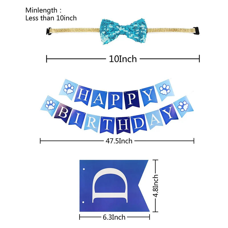 Pet Birthday Celebration Set with Hat Bandana and Bow Tie