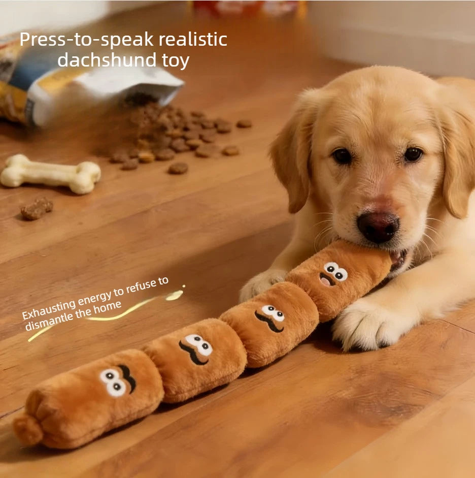 Squeaky Sausage Plush Chew Toy for Dogs