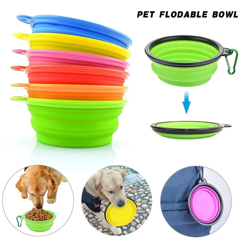 Collapsible Silicone Pet Travel Bowl for Food and Water