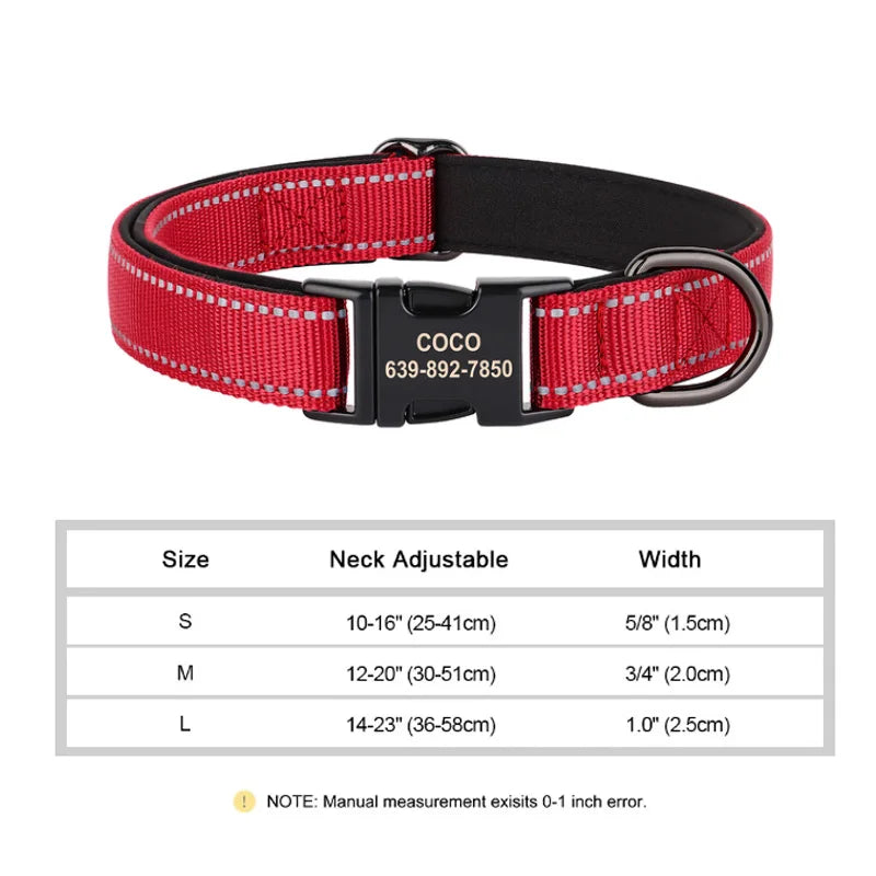 Reflektierendes personalisiertes Hundehalsband mit graviertem Anhänger