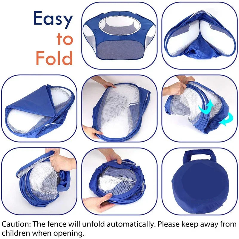Foldable Transparent Pet Playpen — Portable Indoor & Outdoor Tent for Cats, Small Dogs, and More