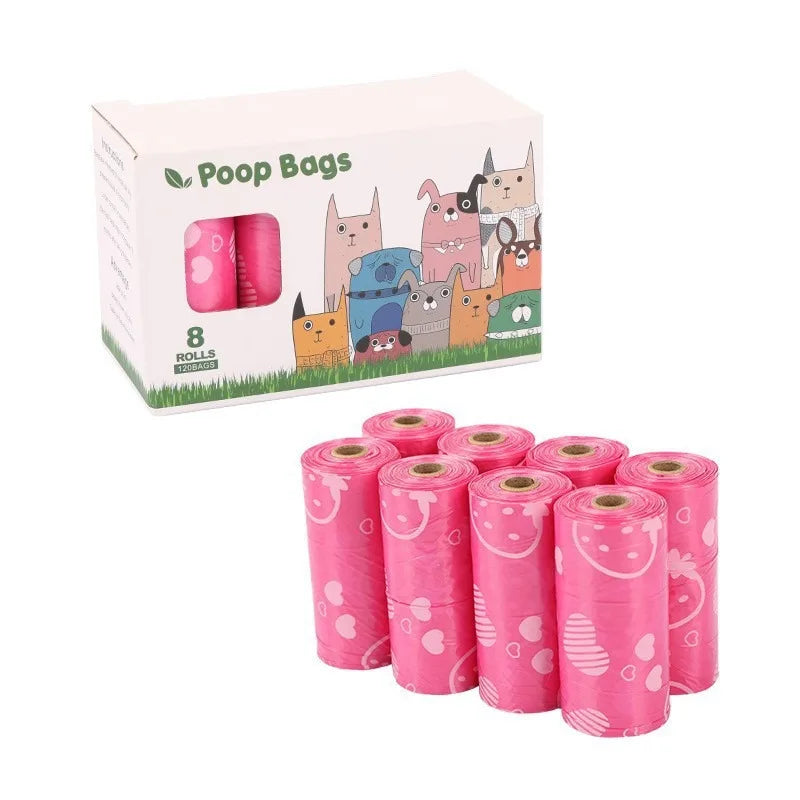 Extra Thick Leak-Proof Dog Poop Bags with Dispenser – Cute Heart Print