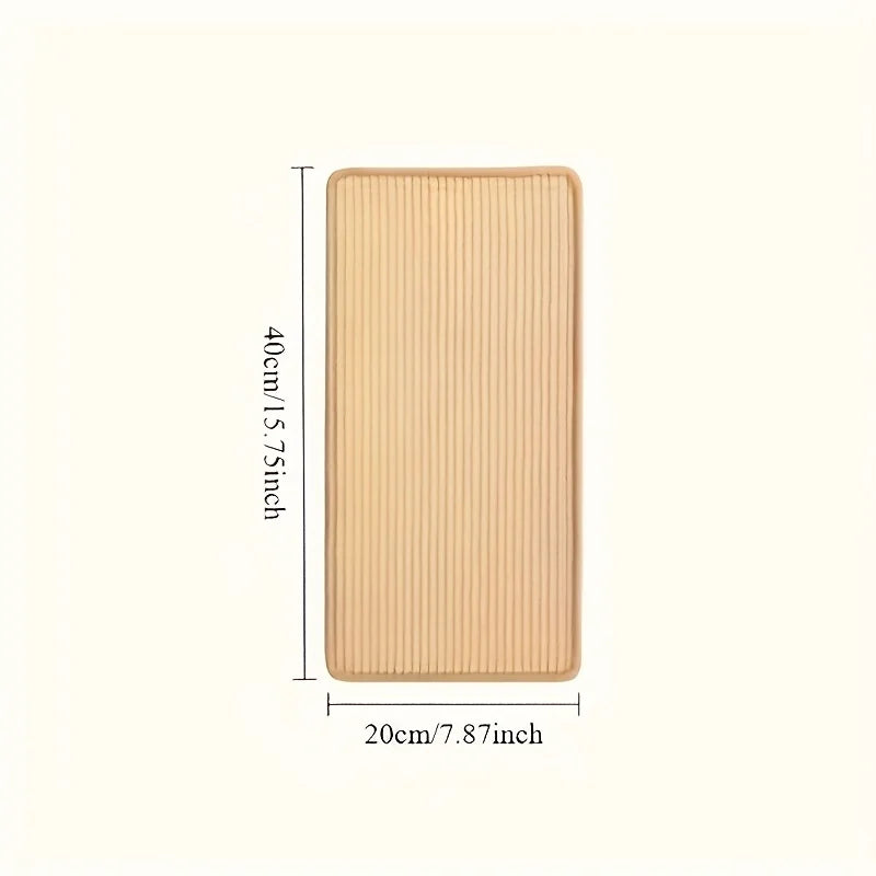 Poste à griffer rectangulaire beige en sisal avec texture côtelée.