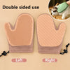 Pair of double-sided pet grooming gloves for cats and dogs, showing the left and right sides.