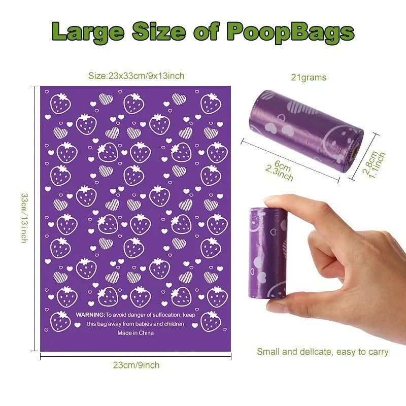 Extra Thick Leak-Proof Dog Poop Bags with Dispenser – Cute Heart Print