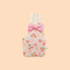 Traje de vuelo lavable de tela rosa para loros con lazo de pañal y bordado de fruta pequeña