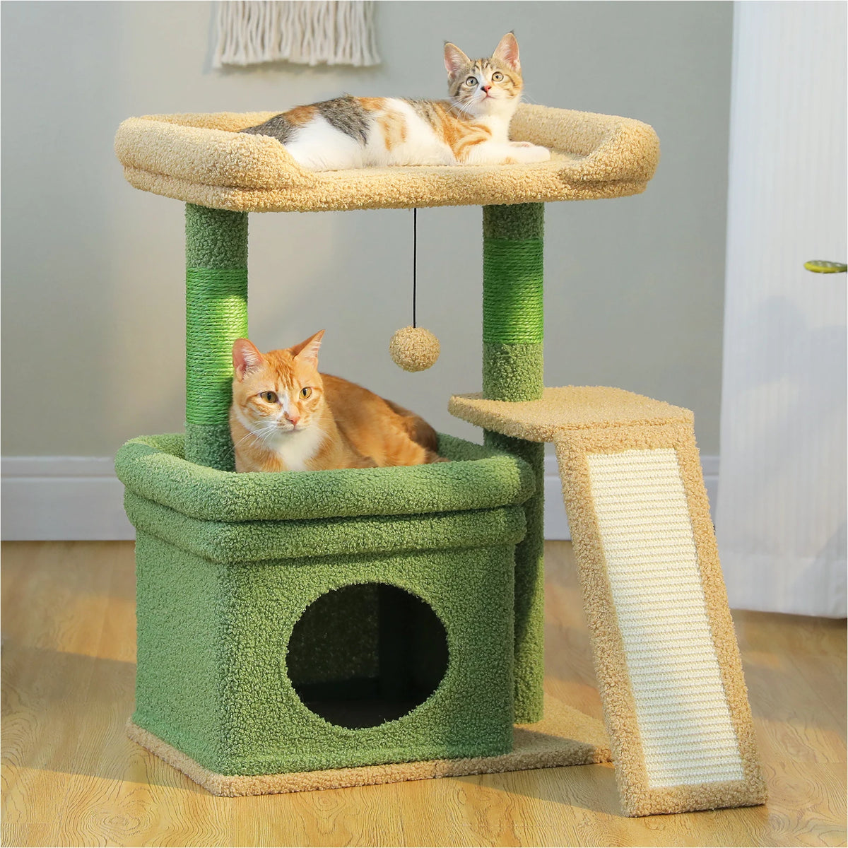Compact Cat Tree Tower with Sisal Scratching Posts and Cozy Perches