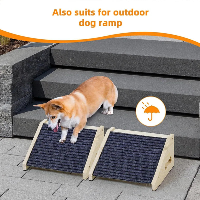 Solid Wood Pet Stairs with Non-Slip Steps for Small Dogs & Cats