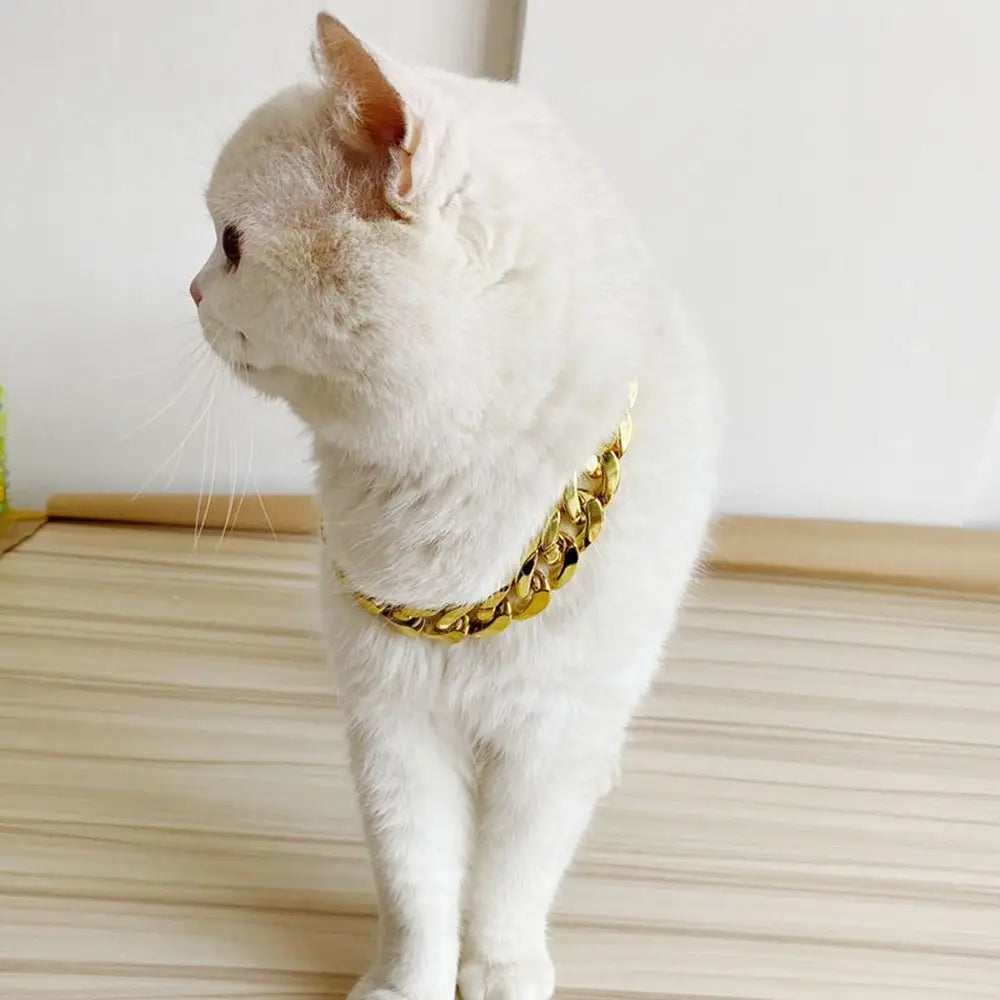 Adjustable Gold Chain Pet Necklace for Cats and Dogs