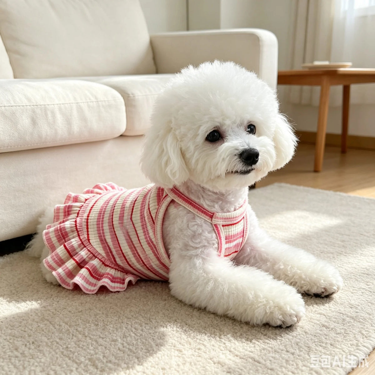 Sweet Strawberry Print Princess Dress for Small Dogs & Cats