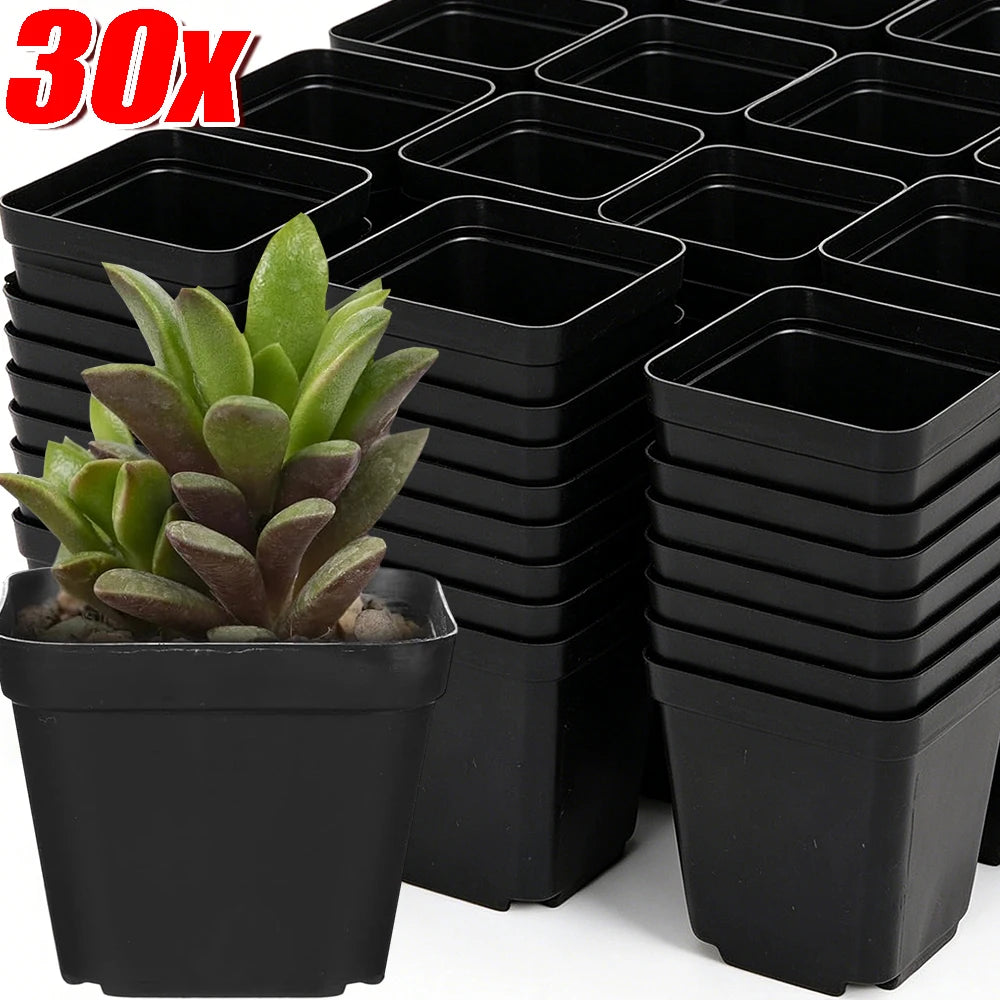 Mini Square Plastic Plant Pots with Drainage Holes for Seed Starting
