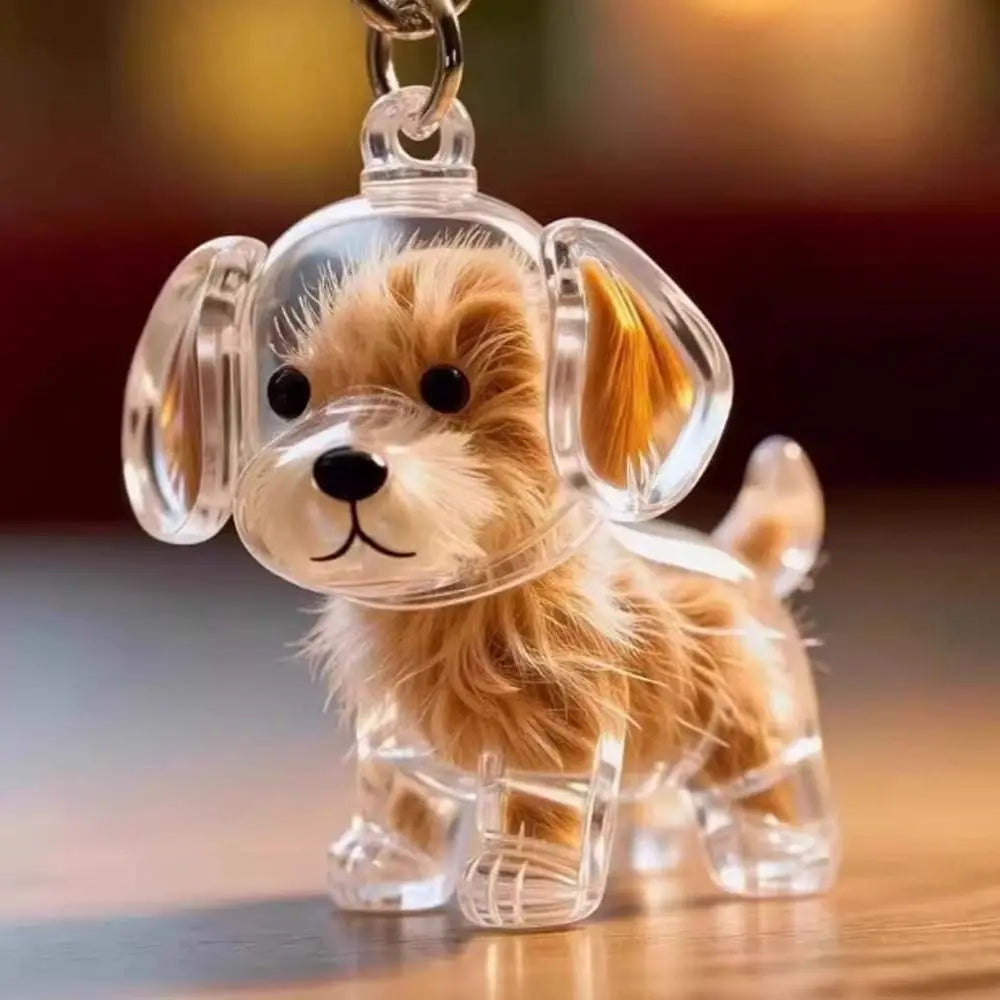 Cartoon Dog Transparent Acrylic Keychain