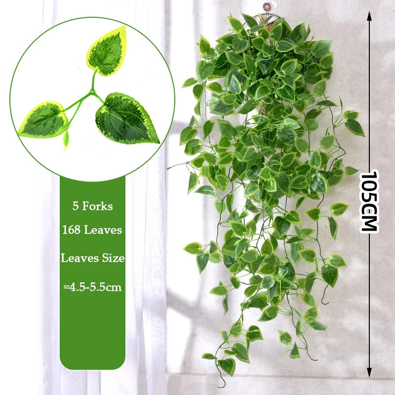 Artificial ivy wall hanging plant featuring 5 forks, 168 leaves, and a size of 4.5-5.5 cm.