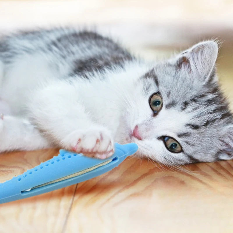 Cat Teeth Brushing Toy: Fish-Shaped Silicone Chew Toy
