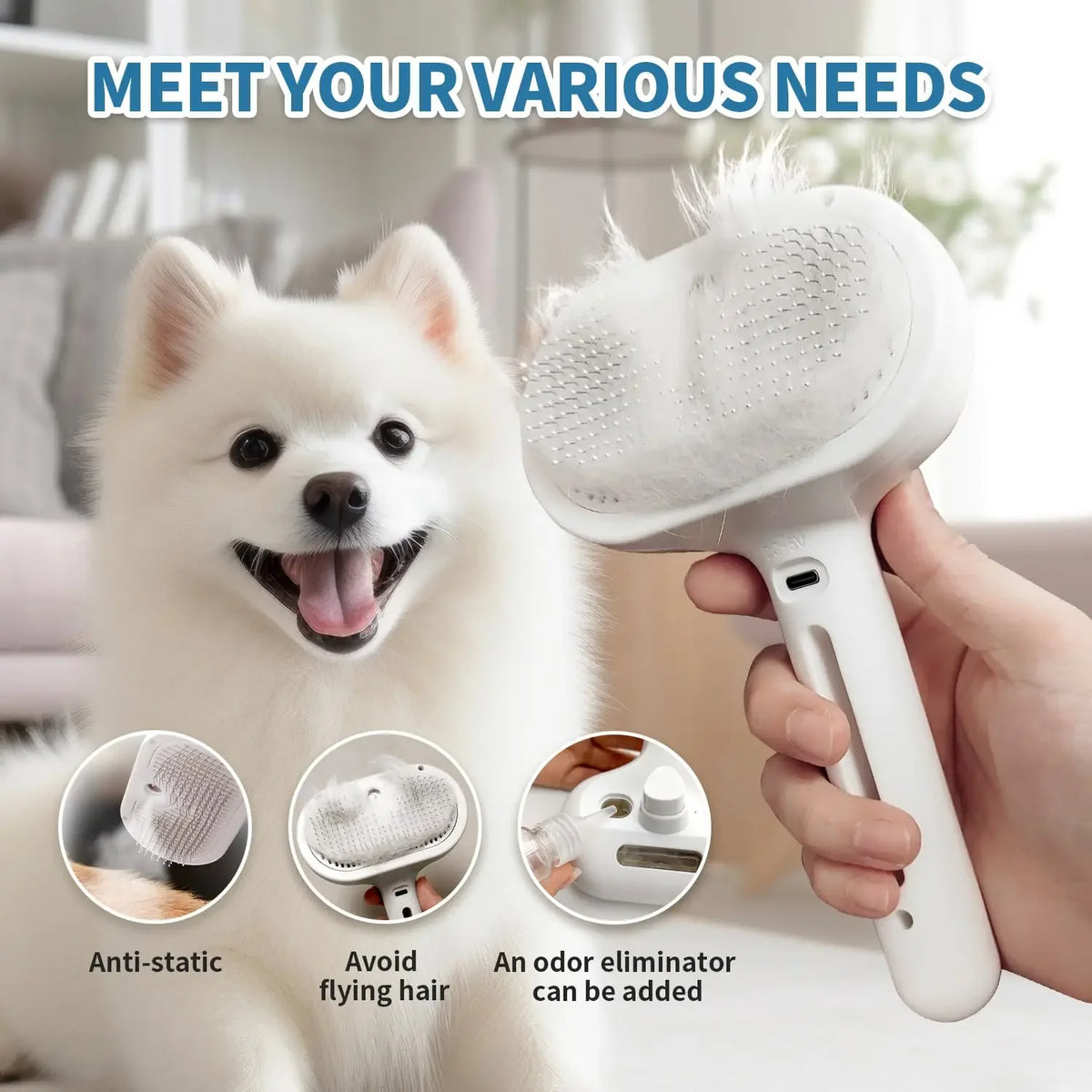 3-in-1 Pet Grooming Comb with Steam Spray