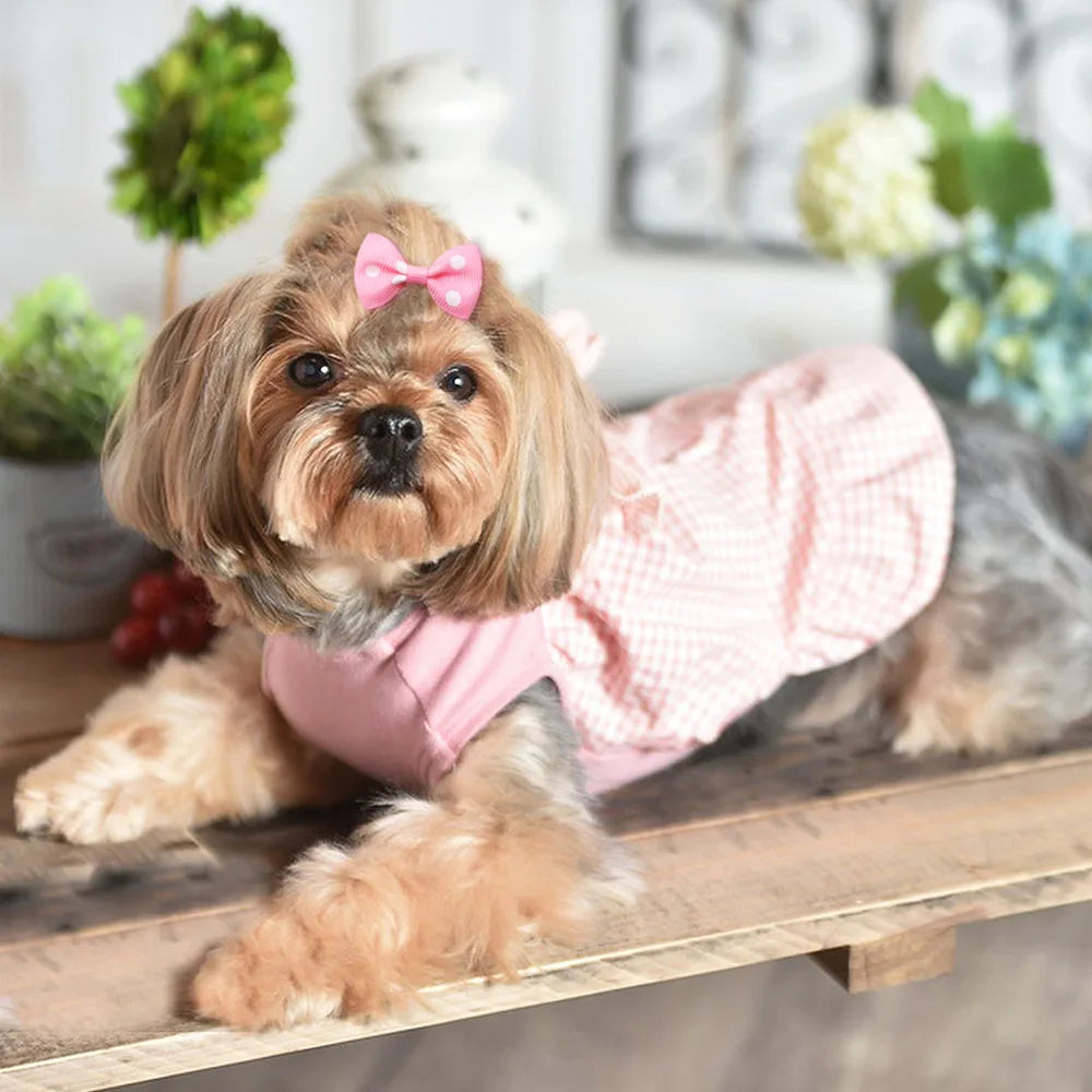 Handmade Dog Bows with Rubber Bands - Polka Dot & Solid Styles