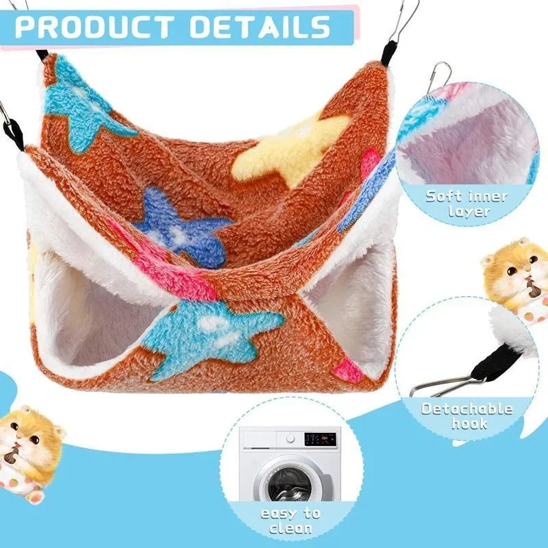 Double Layer Fleece Hanging Hammock Bed for Small Pets