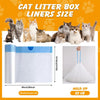 Roll of cat litter box liners showing various sizes and a full liner with dimensions 66cm/26inch.