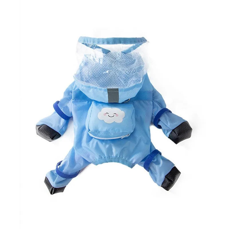 Small Dog Full-Body Raincoat with 4-Leg Coverage