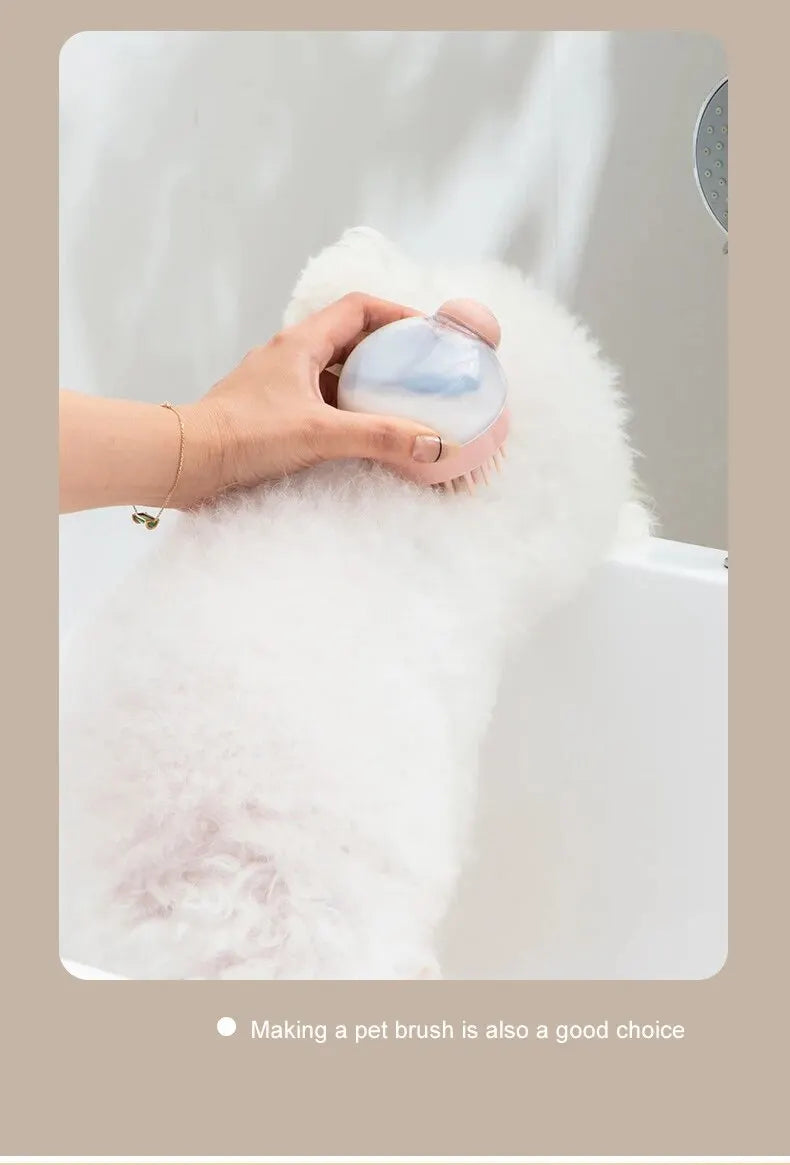 Cepillo de Baño para Mascotas de Silicona con Dispensador de Champú